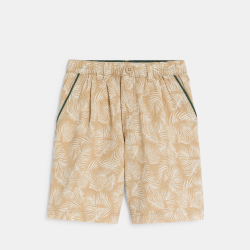 شورت برمودا من الكتان بطبعة باللون البيج للأولاد